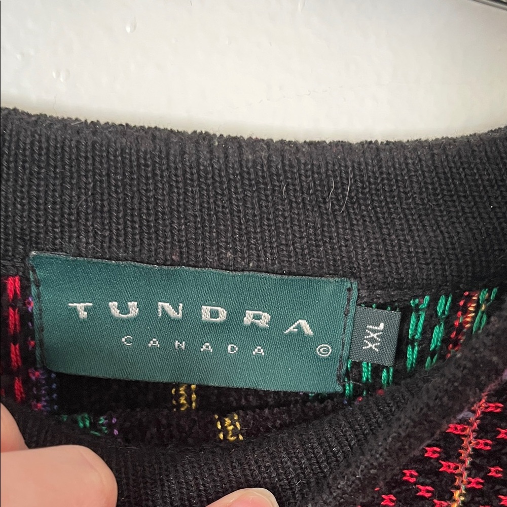 Tundra Black Crewneck Sweater with Multicolor Vertical Stripes - Picture 2 of 5